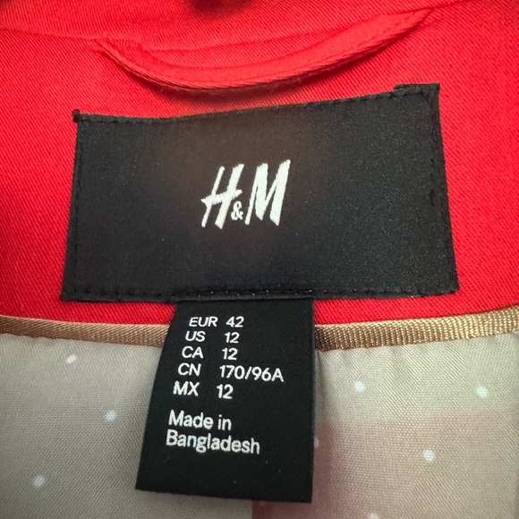 H&M Women's Double Button Red  Blazer Jacket - Picture 5 of 5